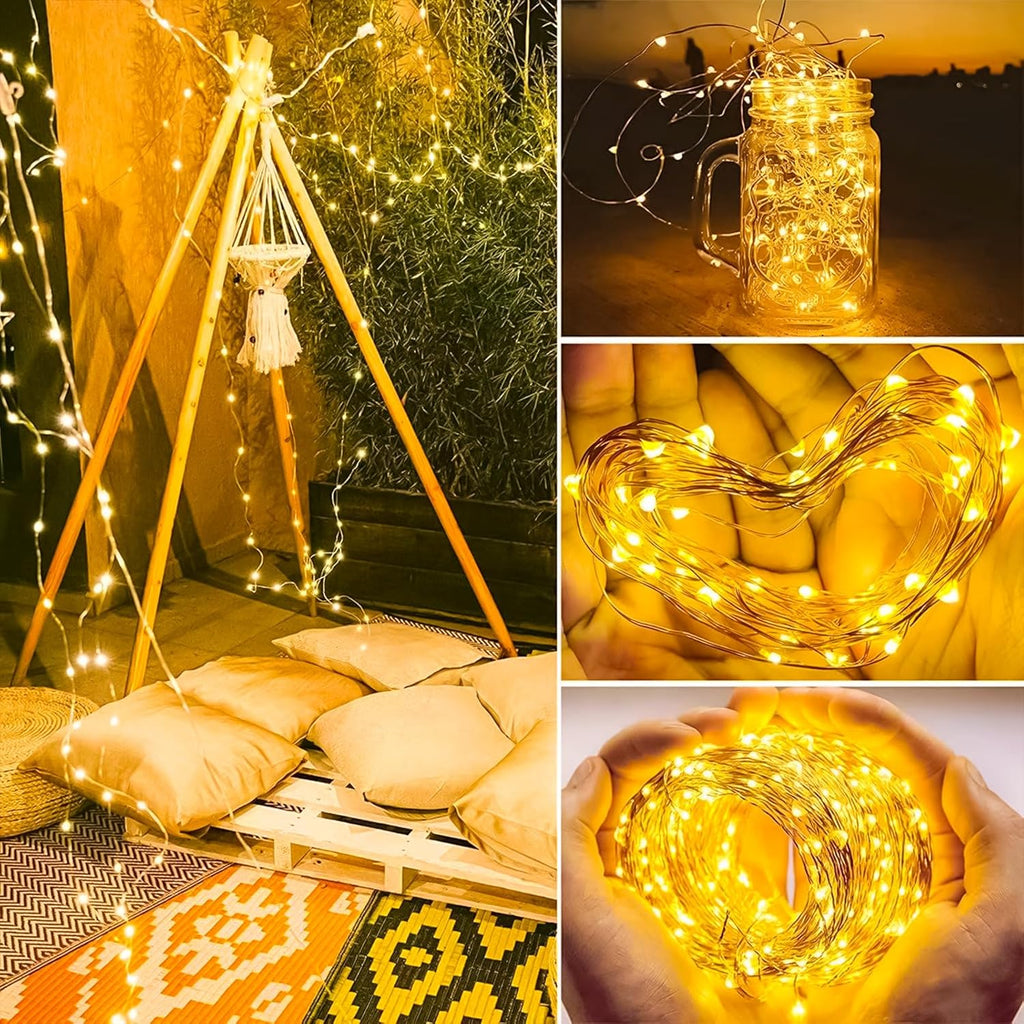 Skiennix 6 Pack Fairy Lights - Battery Operated 7ft 20 LED Mini String Lights | Waterproof Silver Wire for Mason Jars & Decor (Warm White)