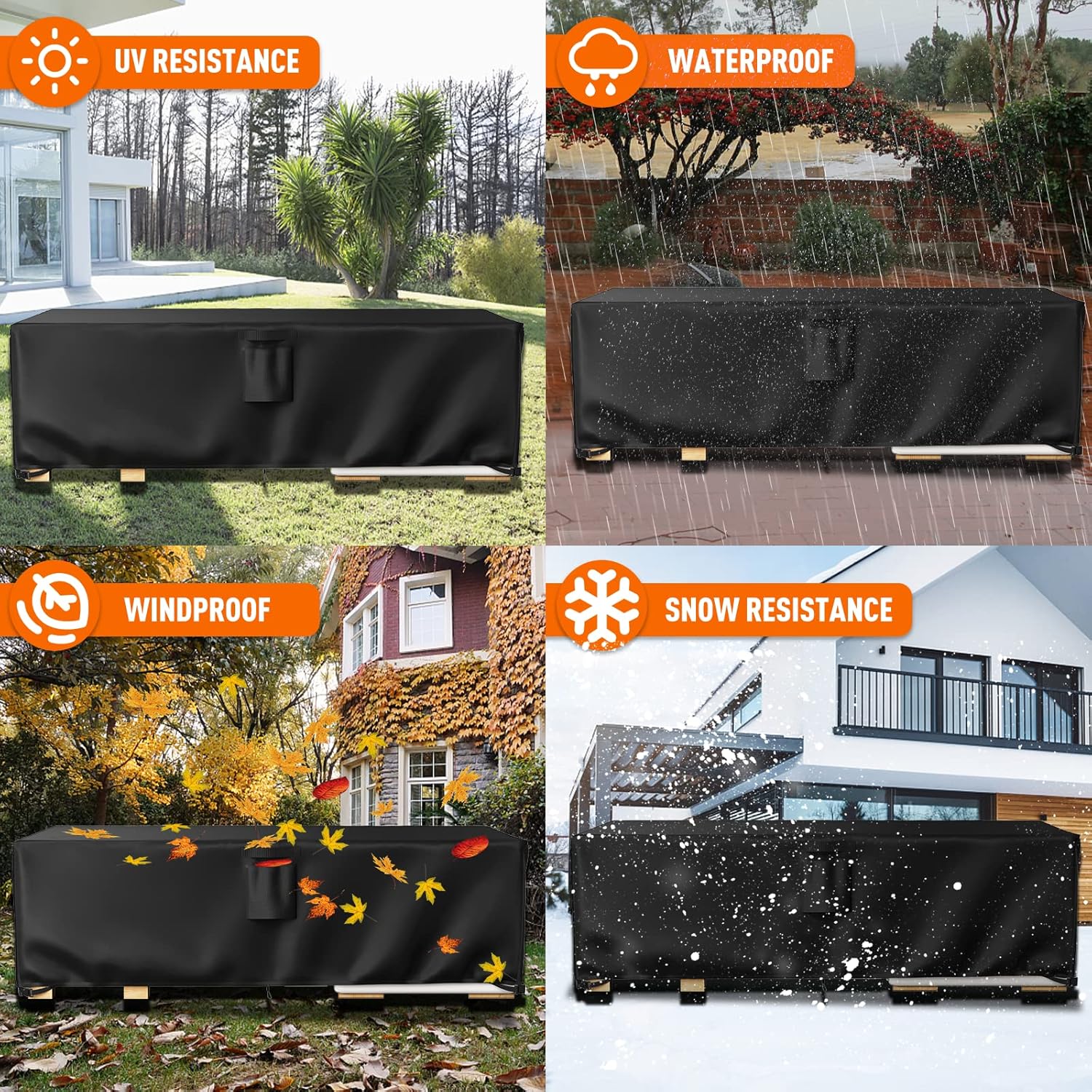 Ruimoy Outdoor Furniture Cover - Heavy Duty Waterproof Protection for Tables & Chairs | 108" L x 82" W x 27.9" H