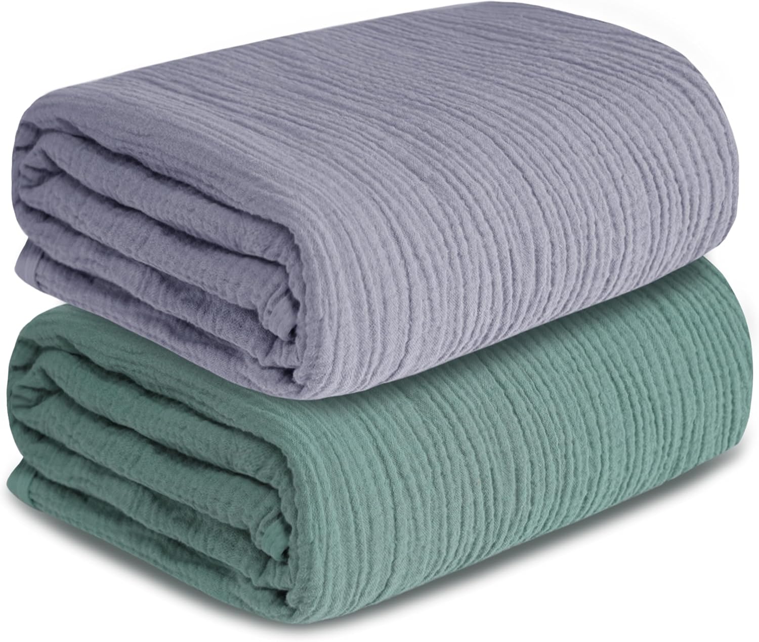 Skiennix Muslin Swaddle Blankets - Breathable Soft Receiving Blankets, 41 x 41 Inches, Gray & Green (2 Pack)
