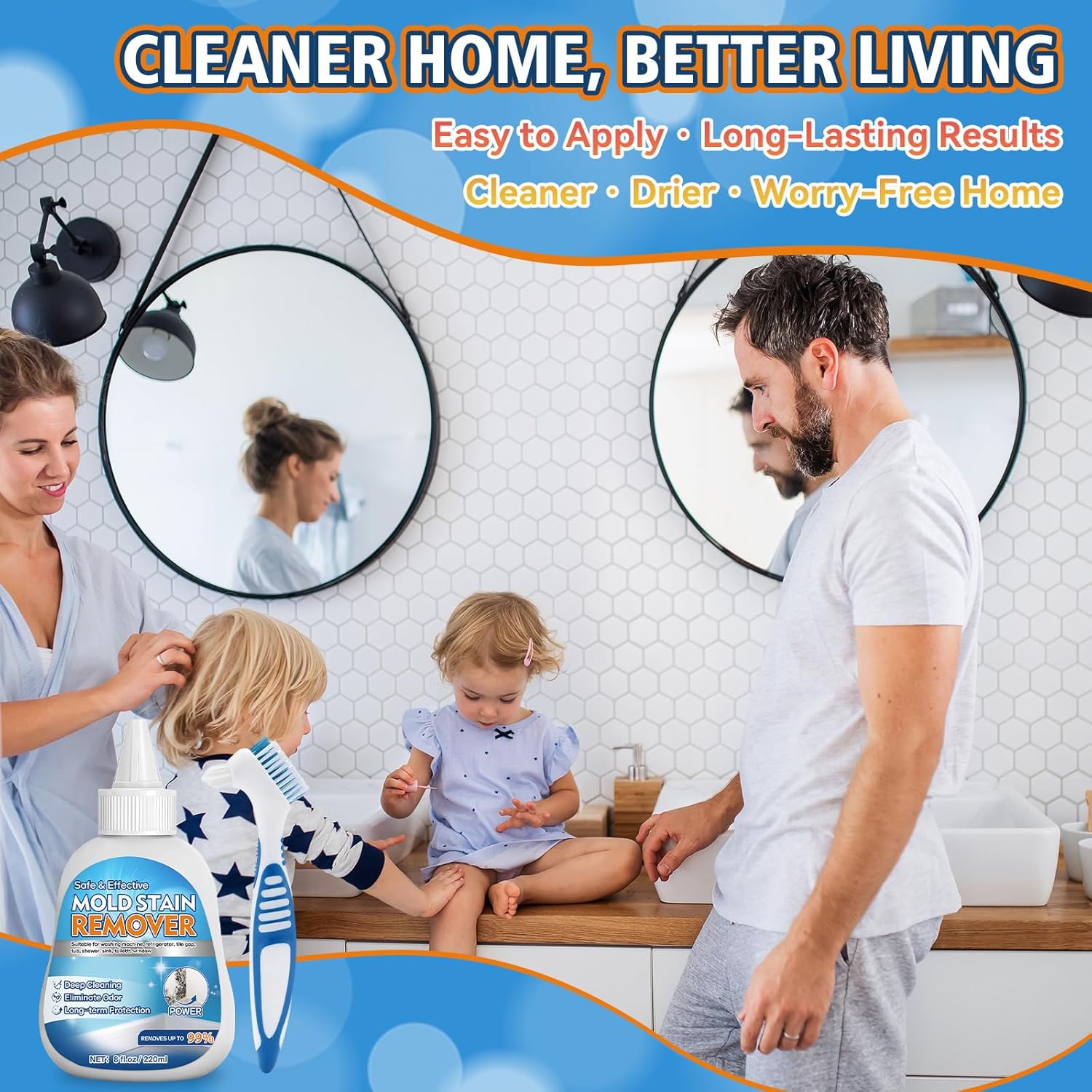Regine Switzerland Home Mold Stain Remover Gel - No Scrub Cleaner for Washer Seals & Bathroom Grout