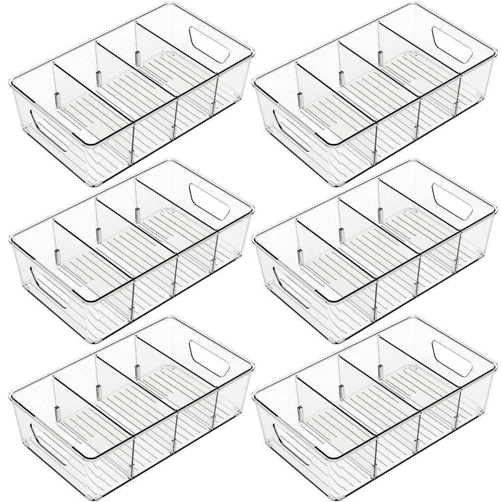 Stackable 6 Pack Snack Organizer for Pantry Shelf,Clear Pantry Organizers and Storage Bins for Fridge,Office,Cupboard,Plastic Pantry Snack Organizer For Breast Milk,Tea Bag,Food Storage Containers