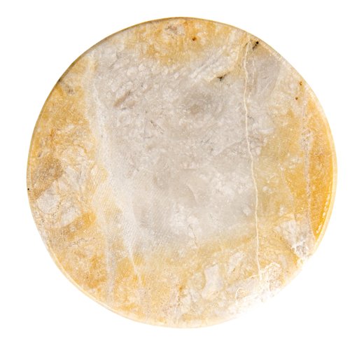 Creative Co-Op Mélange Acacia Wood Container with Marble Lid, Natural and Yellow
