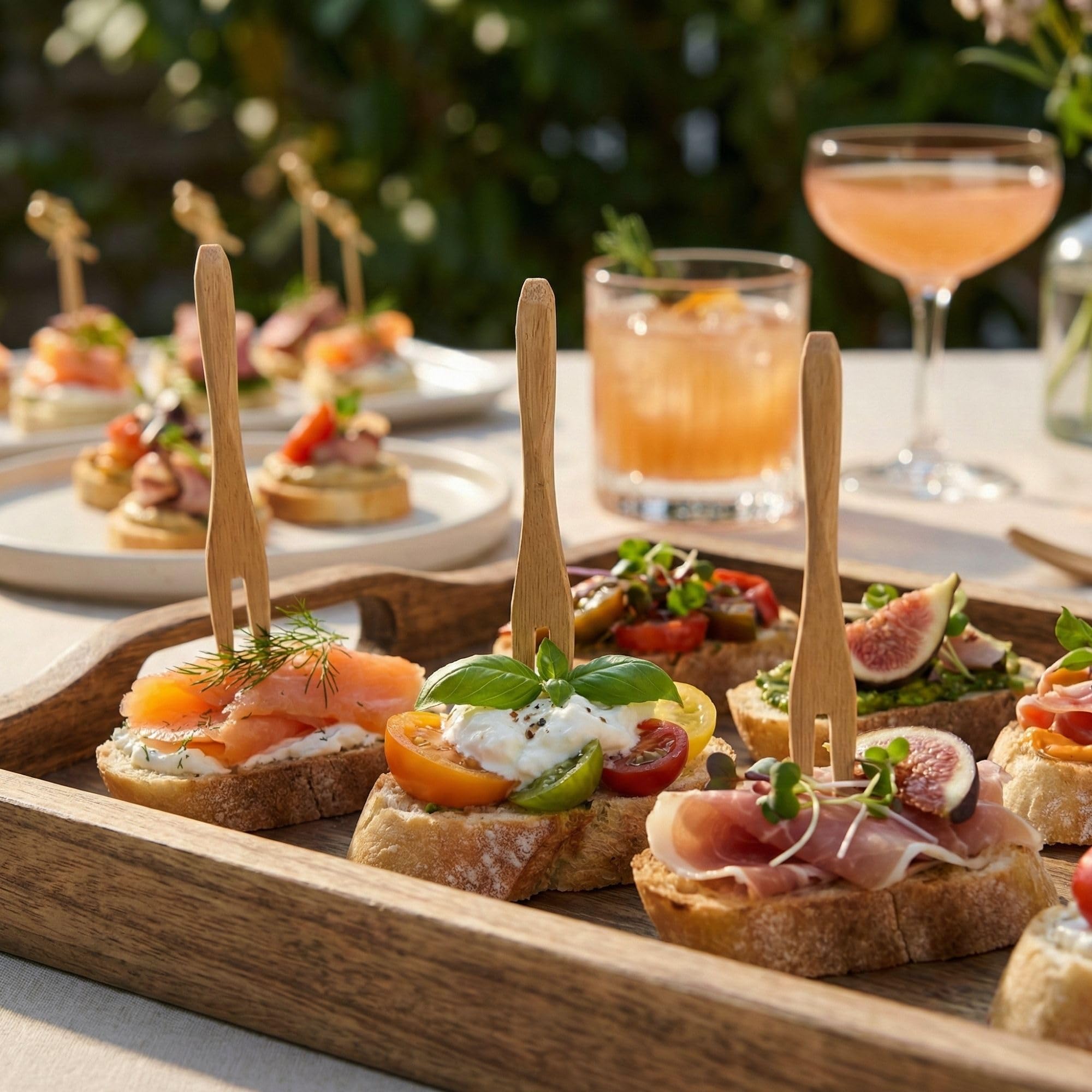 Restaurantware 3.5 Inch Mini Food Picks 100 Bamboo Forks - With Two Prongs Sustainable Mini Cocktail Forks Disposable For Fruits Appetizers Cocktails And Pastries