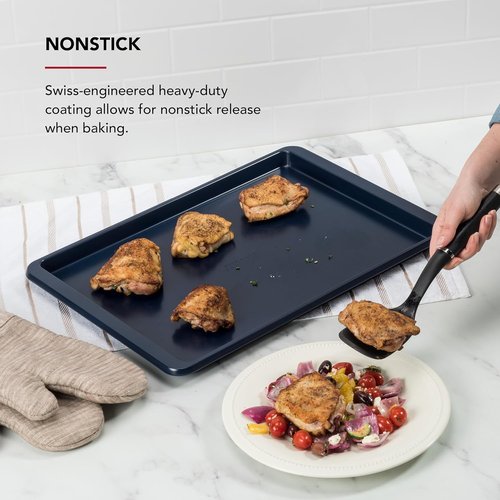 KitchenAid Nonstick Aluminized Steel Baking Sheet - 13x18in, Stylish Ink Blue Color
