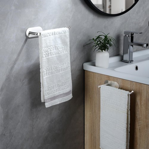 SUNTECH Hand Towel Holder 2 Packs,9-Inch Self-Adhesive Hand Towel Rack for Bathroom and Kitchen, Brushed Stainless Steel Wall Mount Towel Bar,No Drilling