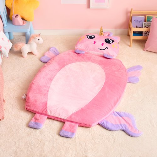JOIEDOMI Kids Sleeping Bag Toddler Nap Mat with Pillow & Blanket 60" x 39" for Kids Ages 3+ Soft Plush Sleeping Mat Unicorn for Preschool and Boys Girls Kindergarten Daycare Sleepover
