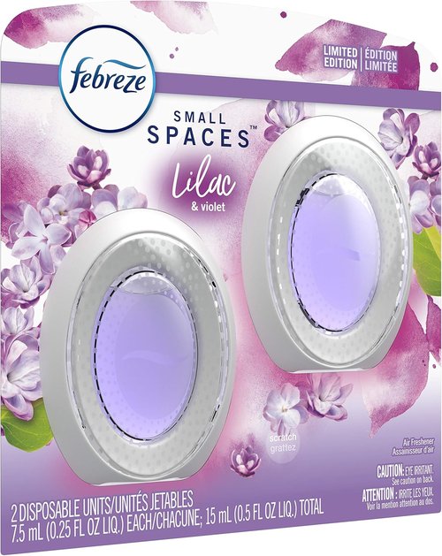 Febreze Small Spaces Air Freshener - Lilac & Violet Scent | 2 Count for Long-Lasting Freshness