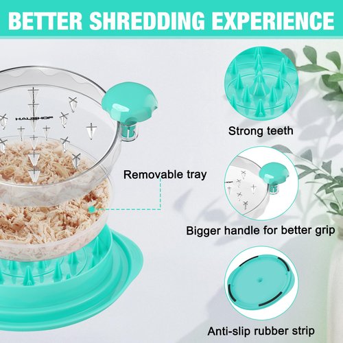 HAUSHOF Chicken Shredder Tool Twist, Large 3 Layer Meat Shredder Grinder, Visible, Strong Anti-Slip, BPA Free, Dishwasher Safe, for Steak, Pork