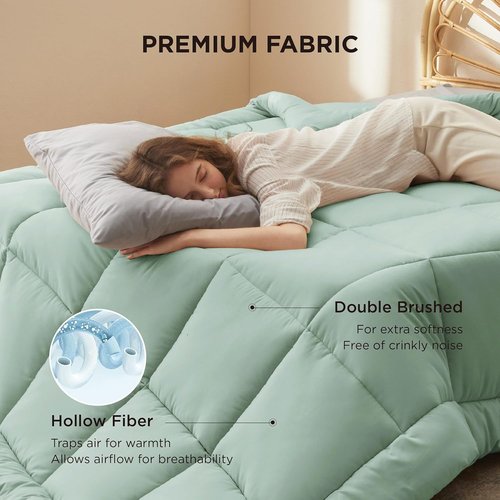 Bedsure Comforter Duvet Insert - All-Season Twin Size Quilted Down Alternative Bedding, Sage Green 88 x 68 Inches