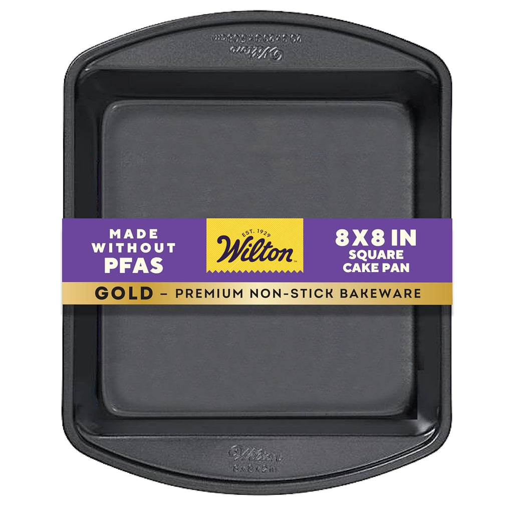 Wilton Gold Non-Stick 8 x 8 Inch Square Brownie Pan - PFAS-Free Cold-Rolled Steel Bakeware