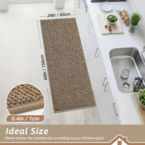 BEQHAUSE Kitchen Runner Rug - Non-Slip, Super Absorbent & Stain Resistant | 24"x60", Taupe
