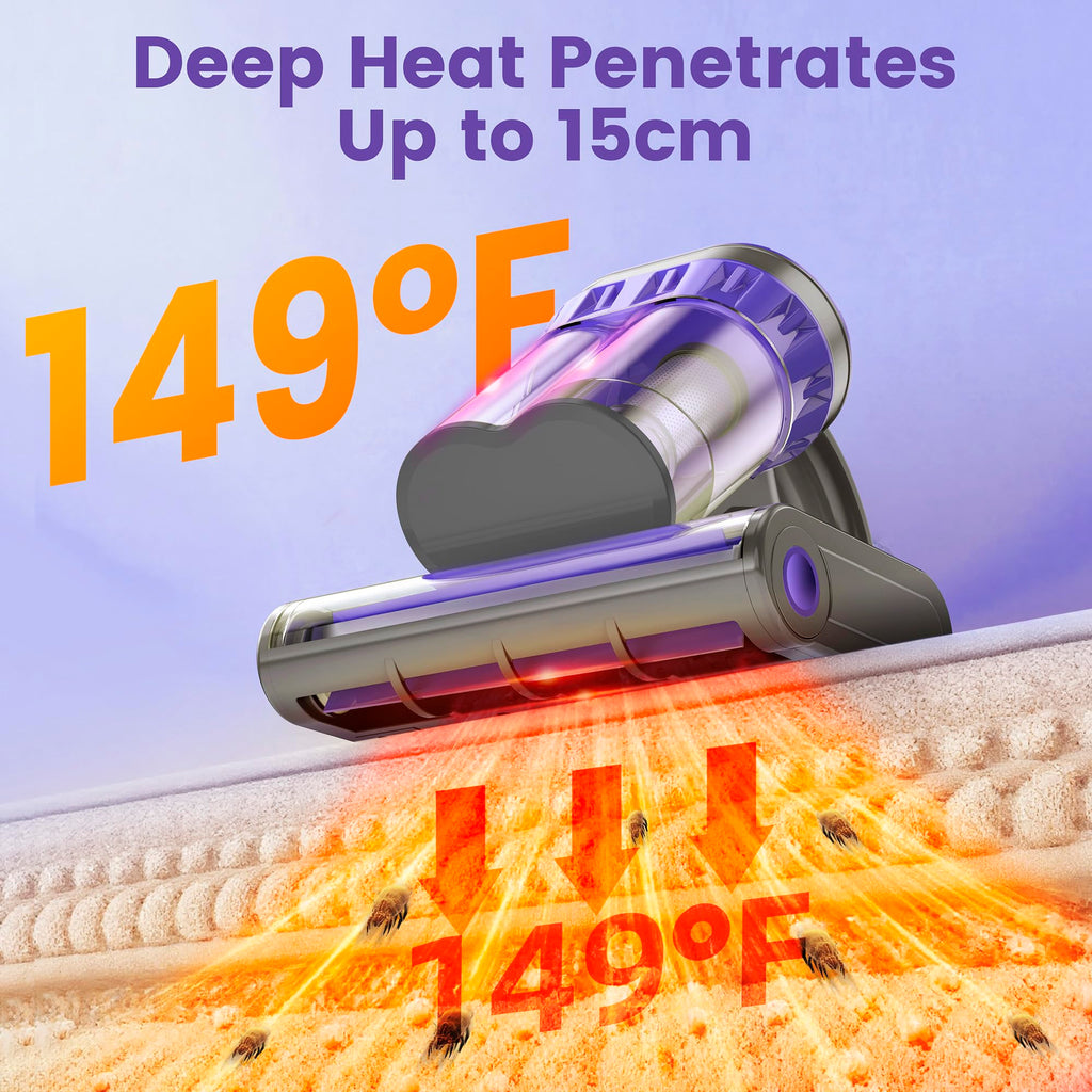 Yassol Mattress Vacuum Cleaner, Handheld Bed Vacuum Cleaner with 16Kpa Suction, 253.7nm UV-C Light, 149℉ Hot Air, Double-Cup Handheld Vacuums for Bed, Sofa, Couch, Crib (Corded, 550W)