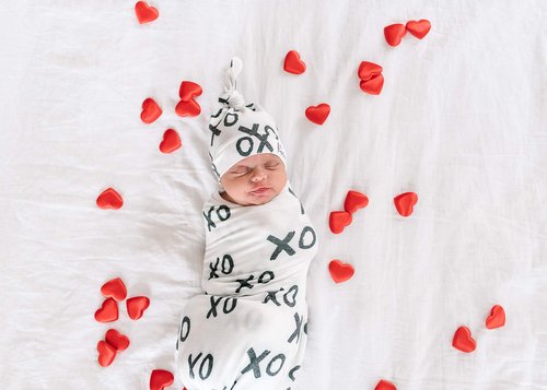 Copper Pearl Large Premium Knit Baby Swaddle Receiving Blanket XOXO