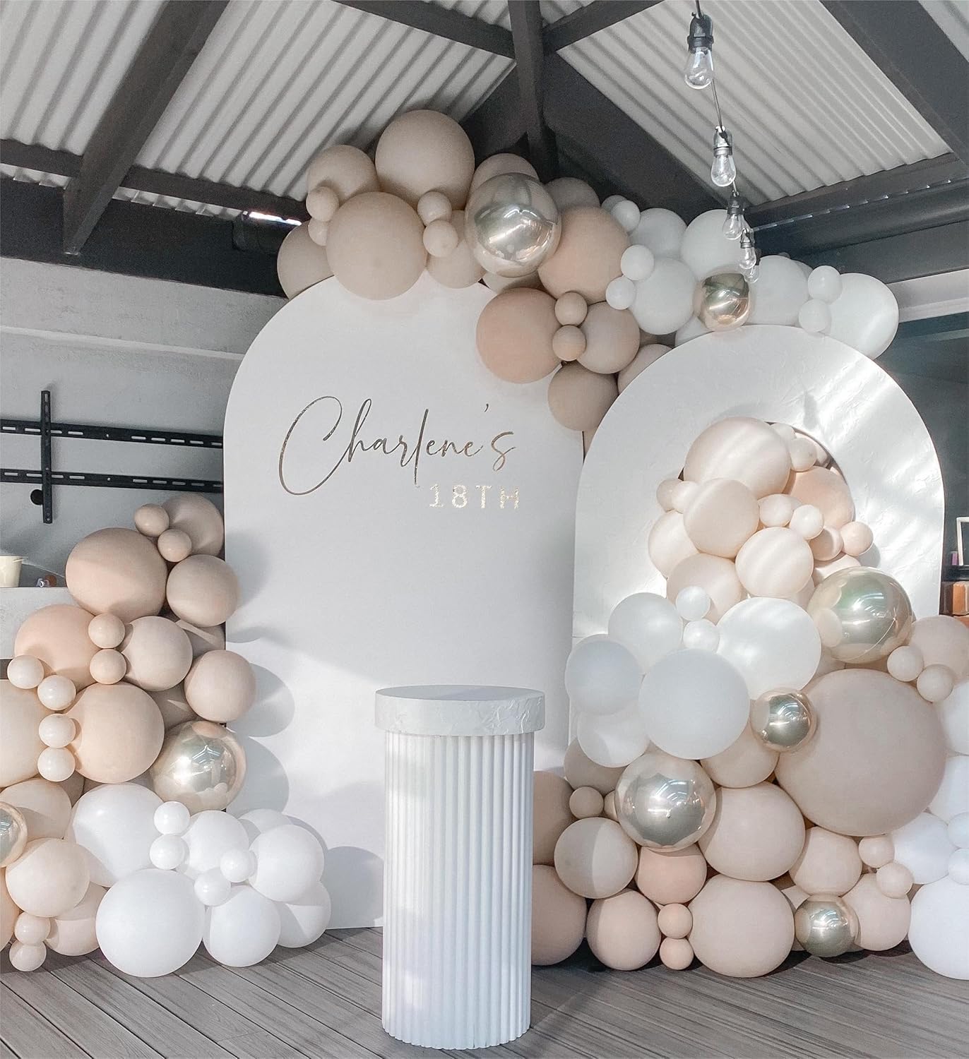 Skiennix White Double Stuffed Balloons - 115 Pcs in Various Sizes for Birthday & Wedding Decor