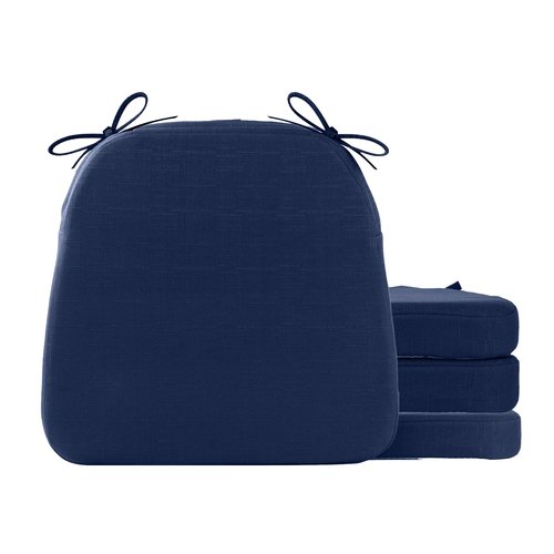 Battilo Chair Cushions for Dining Chairs with Ties, Kitchen Chair Pad with Non-Slip Backing and Removable Cover, Indoor/Outdoor Dining Seat Cushion, 16"x16"x2", Set of 4, Navy