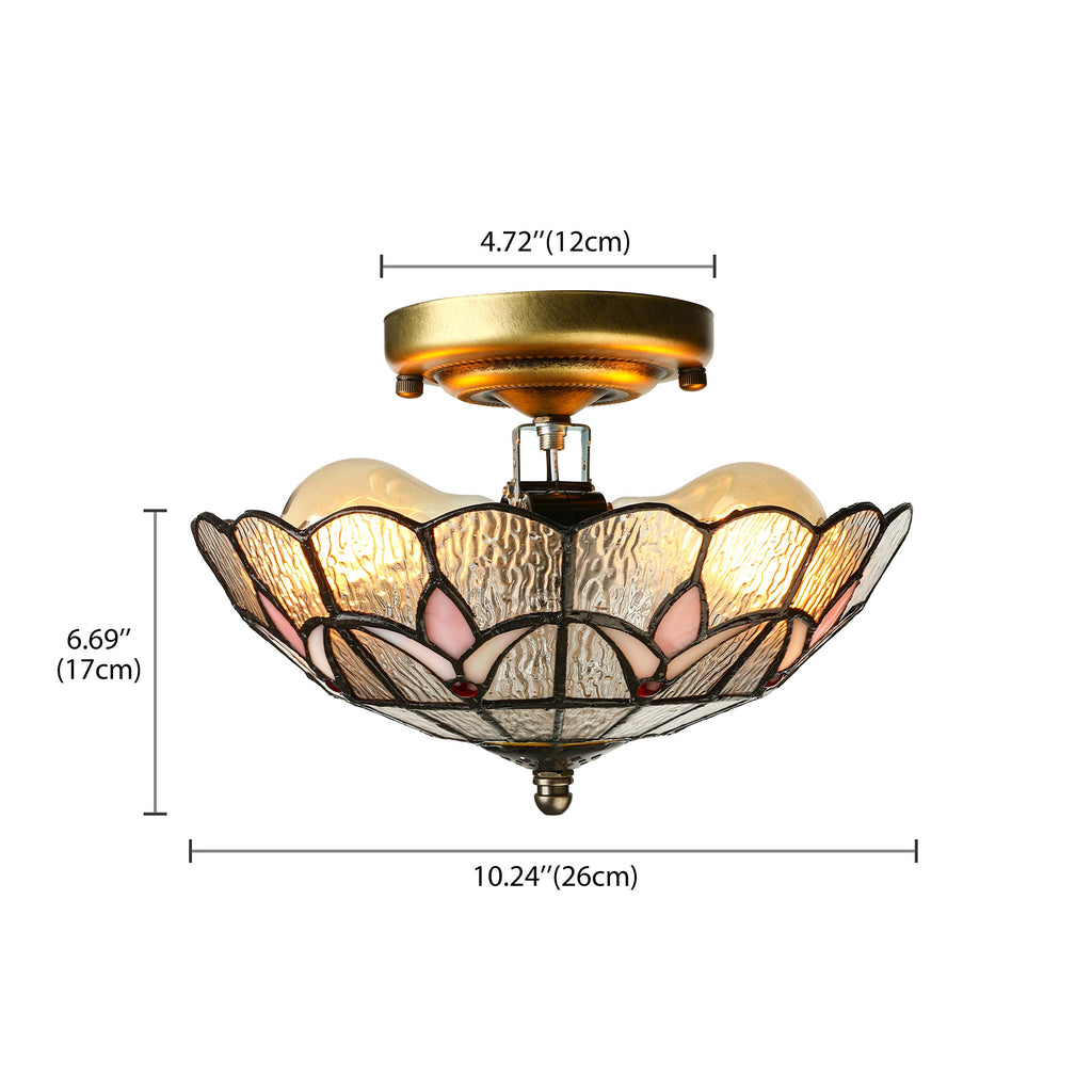 RUNNUP Industrial 12" Wide Flush Mount Ceiling Light Fixture with Glass Tulip Shade Ceiling Lamp in Clear