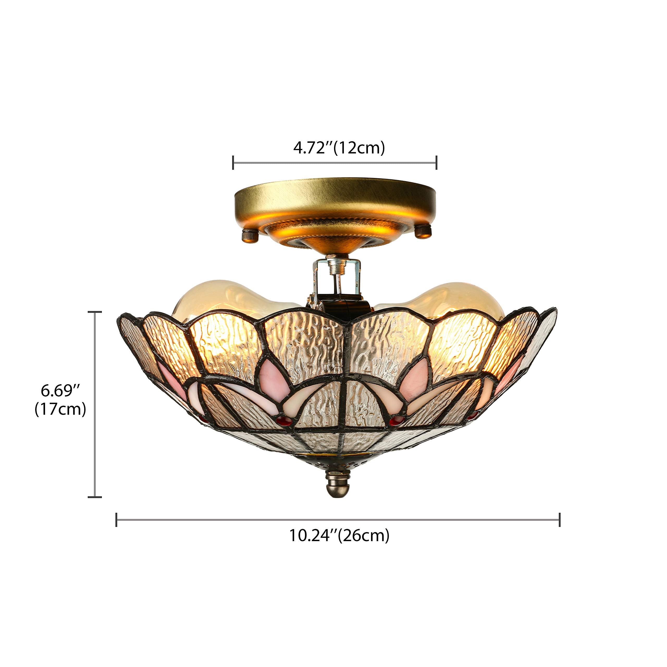 RUNNUP Industrial 12" Wide Flush Mount Ceiling Light Fixture with Glass Tulip Shade Ceiling Lamp in Clear