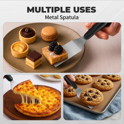 Stainless Steel Spatula Set,Mini Serving Spatula for Kitchen Use,Metal Spatula for Cooking with Heat Resistant Handle,Metal Spatulas for kitchen use for Pancakes、Lasagna、Brownies、Cake and Cookie (2PC)