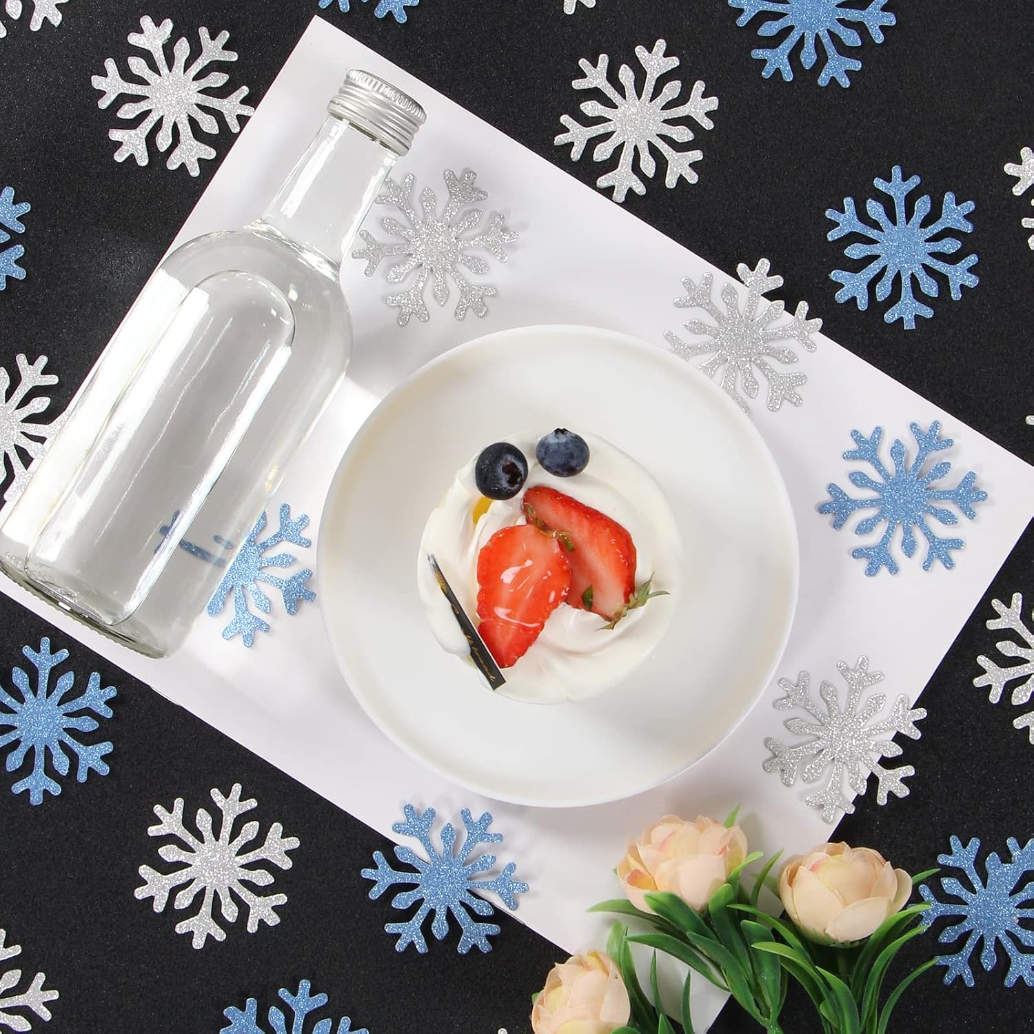 Snowflake | Snow-White Party Decorations - 100pcs Glitter Paper Confetti for Winter Wonderland Events