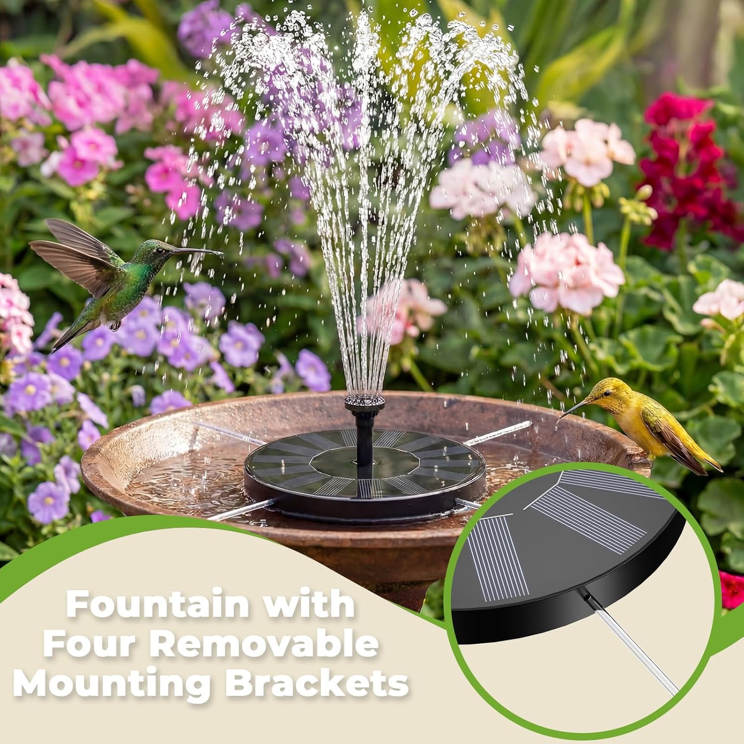 AISITIN Solar Fountain - Solar Water Fountain Pump with 6 Nozzles for Bird Bath, Garden & Pond Decor