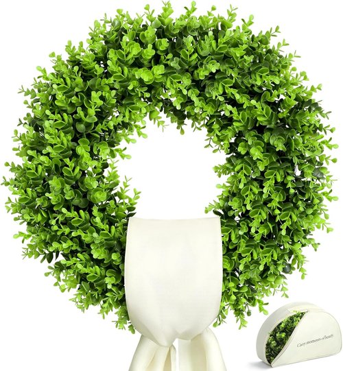 Boxwood Wreaths by [Brand Name] - Preserved 24" Front Door Decor | Elegant Summer Wreath