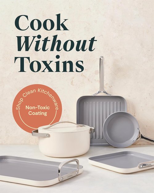 Caraway 31-Piece Ceramic Cookware Set - Versatile Fry Pans, Saucepans, Dutch Oven & More - Gray