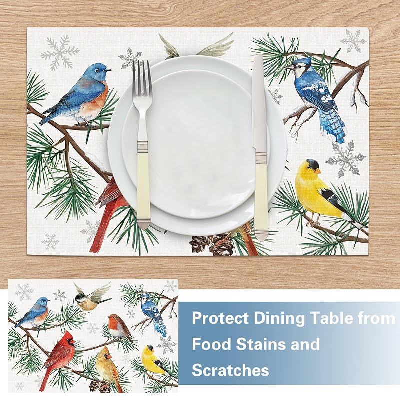 Winter Birds PVC Placemats Set of 4 - Variation of THIS listing