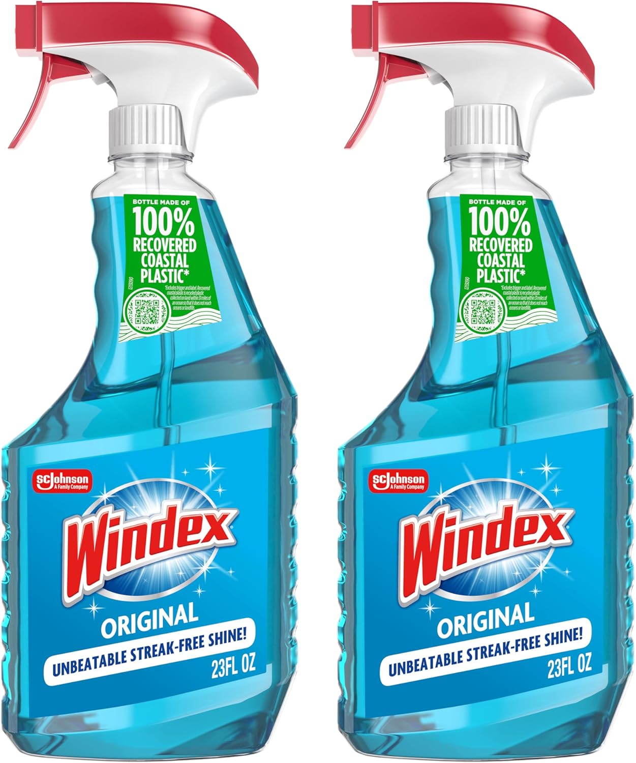 Windex Glass Cleaner Spray - Prevents Leakage & Breakage | Original Blue Scent, 23 Fl Oz (Pack of 2)