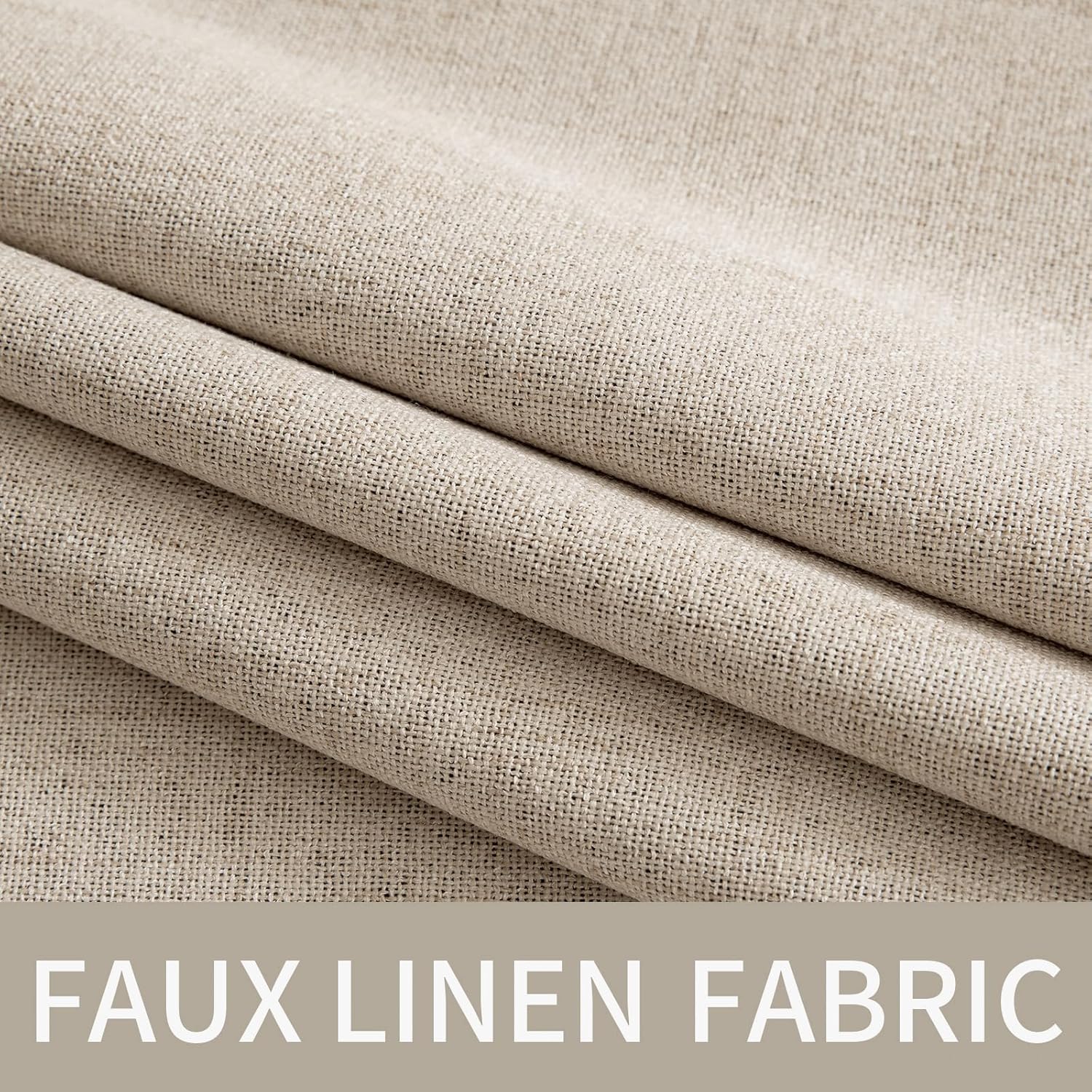 MIULEE 100% Blackout Linen Textured Curtains - Thermal Insulated Taupe Room Darkening Drapes | 52 x 84 Inch (2 Panels)