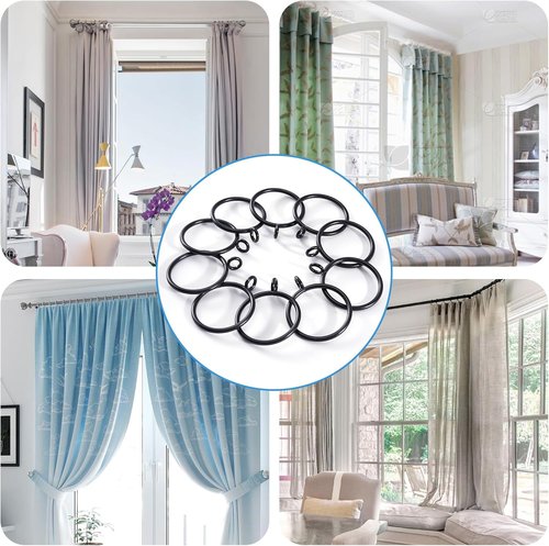 44 Pack Metal Curtain Rings by [Brand Name] - Durable Drapery Rings for Pinch Pleat Curtains | 1.5 Inch ID, Black