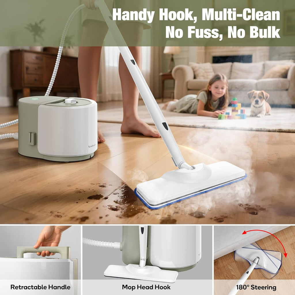 Newbealer Heavy-Duty Steam Cleaner - Multi-Purpose Steamer with 20 Accessories | Stainless Steel Boiler, Max 5 Bar