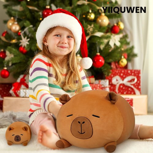 YIIQUWEN Capybara Plush, Soft Stuffed Animal Pillow Toy, Capybara Mommy with 4 Baby Plushies Family Set, Cute Birthday Gift for Kids Boys Girls Adults