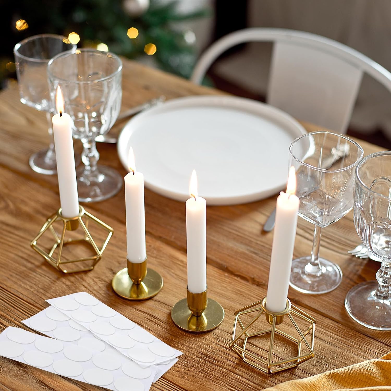 Skiennix Taper Candle Holders - 20 Pcs Adhesive Grips for Secure Fit | Perfect for Weddings & Holidays