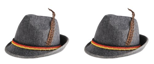 Beistle 2-Pack German Alpine Grey Felt Hats, Party Hats for Parties & Festive Celebrations, Oktoberfest Men Women, One Size