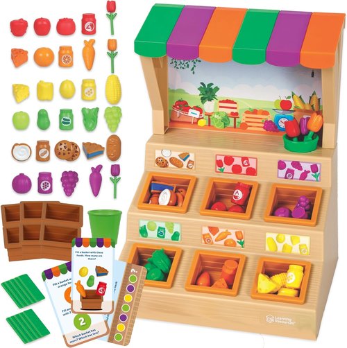 Learning Resources Mini Farmstand Sorting Set - Play Food for Kids | Montessori Toddler Activities