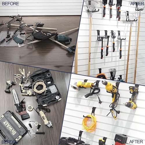 Heavy Duty Slatwall Hooks - 11 Inch Black Garage Accessories | 4 Pack for Secure Hanging