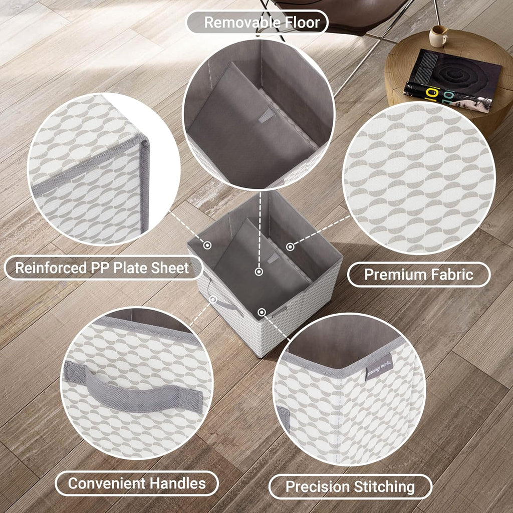 Storage Maniac Storage Cubes - Collapsible Fabric Bins with Handles | 6 Pack, 11 Inch Lattice for Organization