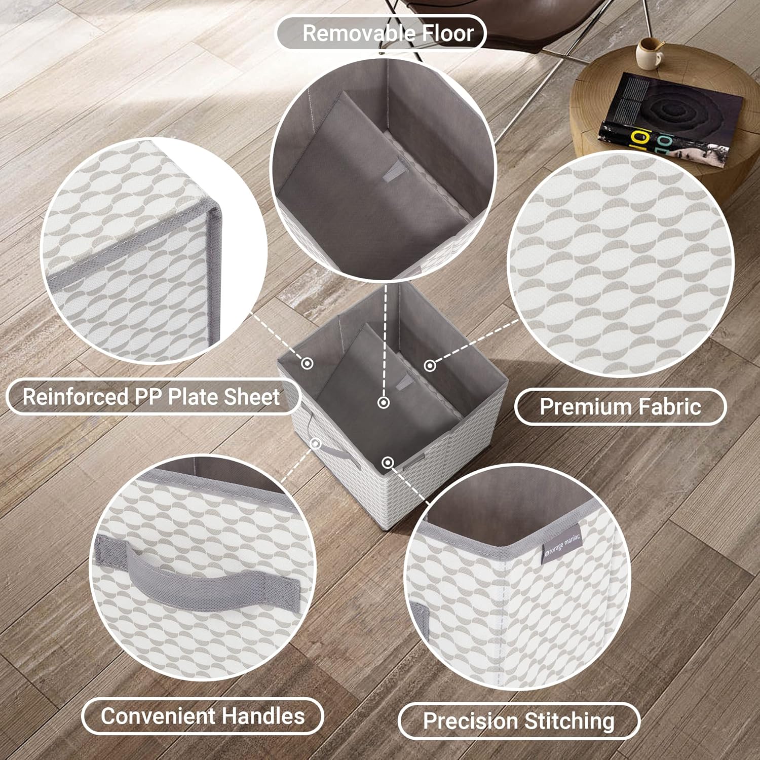 Storage Maniac Storage Cubes - Collapsible Fabric Bins with Handles | 6 Pack, 11 Inch Lattice for Organization