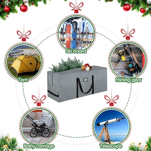 BALEINE 9 ft Christmas Tree Storage Bag - Heavy Duty Extra Large with Reinforced Handles & Dual Zippers | Gray