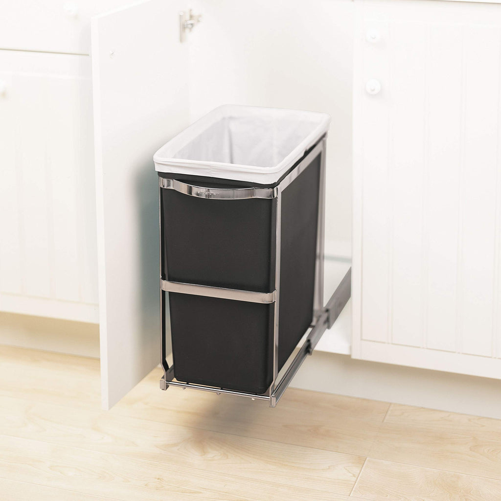 simplehuman 30 litre pull-out can heavy-duty steel frame + code K 60 pack liners