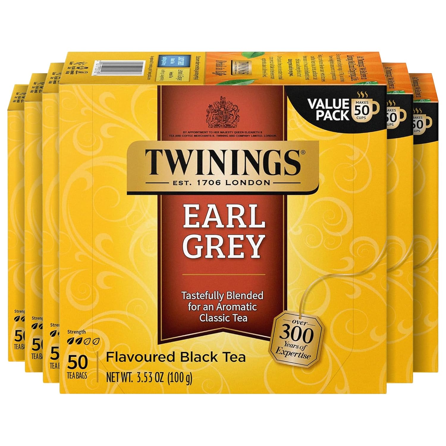 Twinings Earl Grey Black Tea - Citrus & Bergamot Flavor, 50 Individually Wrapped Bags, 6 Packs