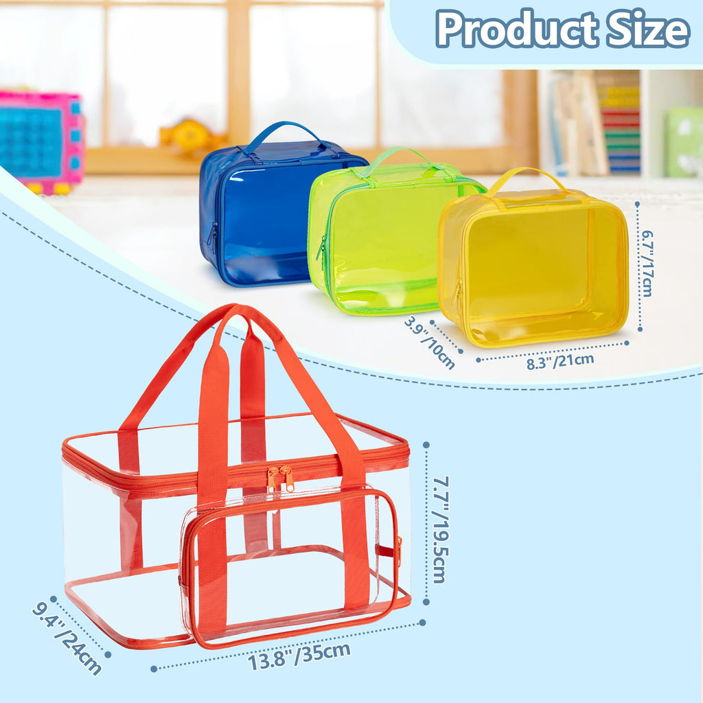 Rexmica 4 Packs Toy Storage Bag for Building Bricks, Waterproof Clear Toy Organizer Case for Magnetic Tiles, Board Games, Puzzles, Building Blocks Travel Carrying Bag