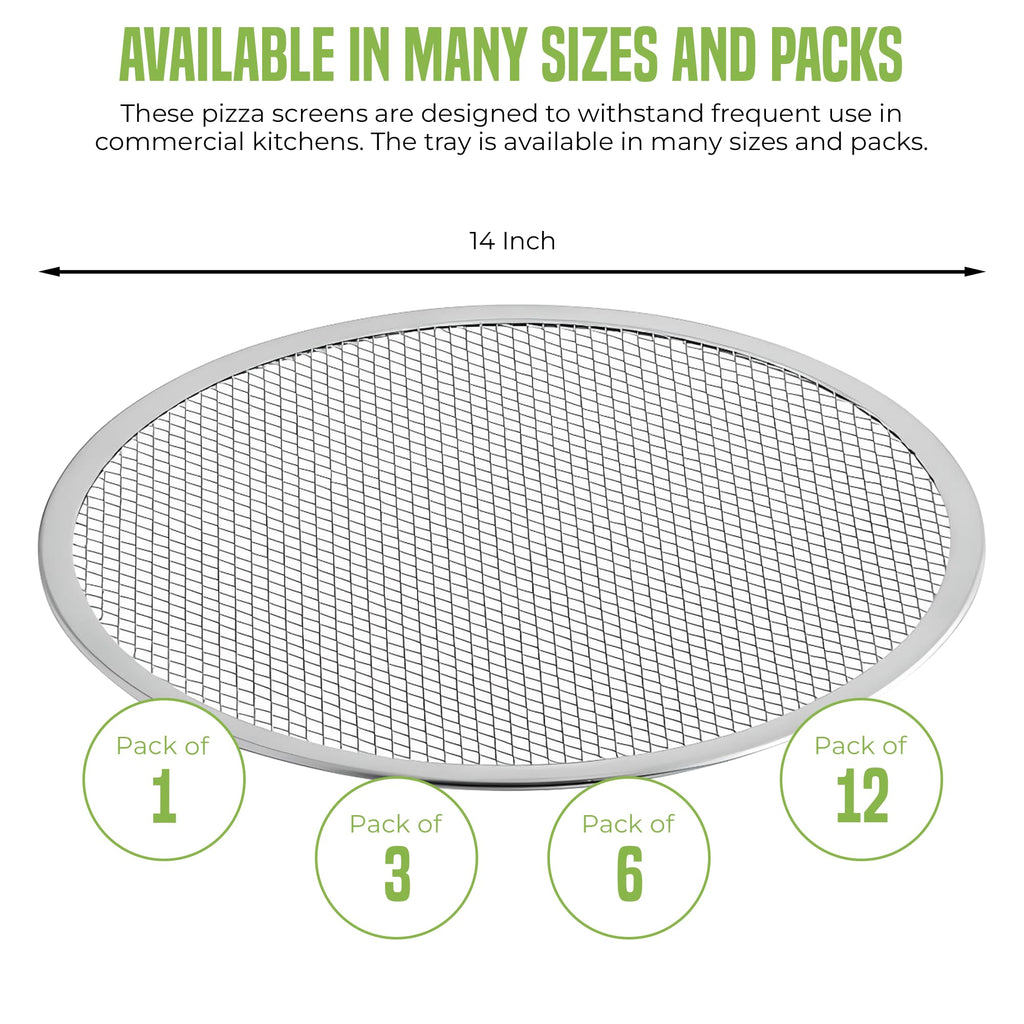 OCS Parts 12-Pack 14-Inch Aluminum Pizza Screen | Commercial Grade Pizza Tray Screen for Home Cooking, Pizzerias and Restaurants