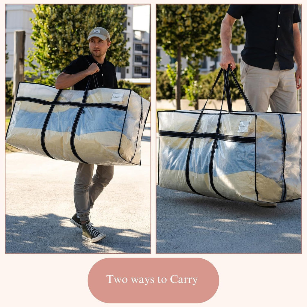 VENO Extra Large Heavy Duty Moving Bags - Ideal Storage Solution for College & Holiday Items | Clear, 1 Pack