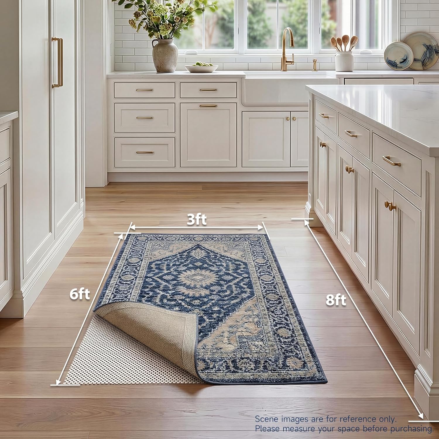 Veken Rug Pad Gripper - Non-Slip Thick Mat for Hardwood & Tile Floors | 3x6 Ft Anti-Skid Design