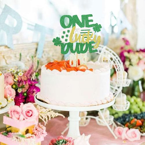 Ercadio St. Patrick's Day Cupcake Toppers - Green Glitter Shamrock Picks for Festive Celebrations