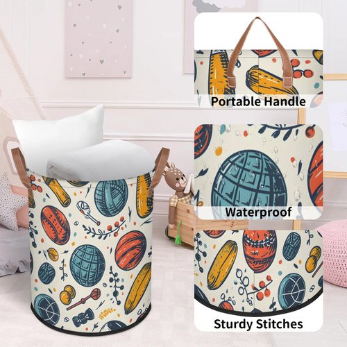Eizlang 62L Laundry Basket Collapsible Laundry Hamper with Handles Balls Clothes Books Toys Kids Laundry Hampers Bin for Bathroom Kitchen Hotel