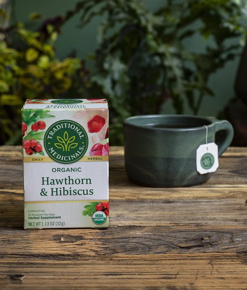 Traditional Medicinals Organic Hawthorn & Hibiscus Herbal Tea, Promotes Heart Health, (Pack of 3) 48 Tea Bags Total