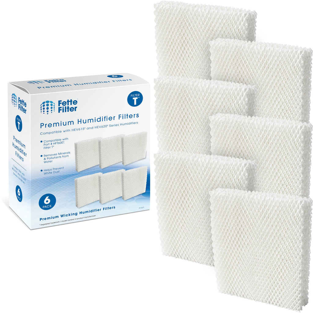 Fette Filter - Filter T Humidifier Wicking Filters Compatible with Honeywell HFT600T HFT600PDQ for Honeywell Tower Humidifier HEV615 Series & HEV620 Series. Includes 6 Replacement Filters.