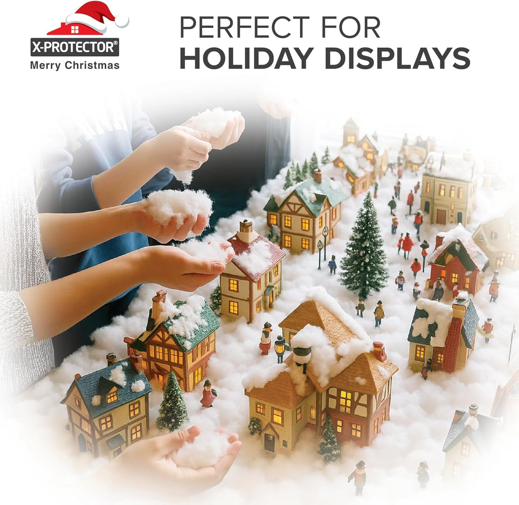 X-Protector Snow Blanket | 98.5"x31.5" Artificial Christmas Village Snow Sheet - Large White Faux Snow Mat